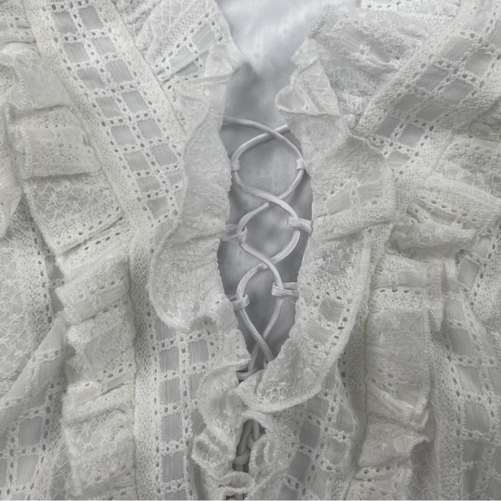 bebe White Eyelet Ruffle Midi Dress - Picture 6 of 11